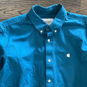 Carhartt WIP Work in Progress medium blue teal button down